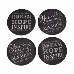 Coaster set / 10cm / Rreth / Porcelan / Fushe te Zez + tekst