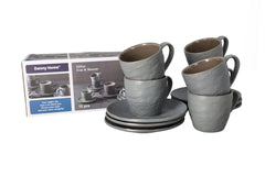 Filxhan Caji me Pjate / Set 6 cope / 220ml / Gri / Qeramike