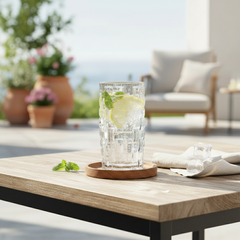 Danny Home Gote Glass 315ml (Set 6) – Gotë Qelqi Transparente me Model Gjeometrik