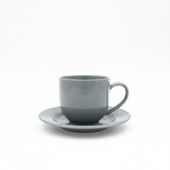 Filxhan Kafeje me Pjate / Set 6 cope / 100ml / Gri / Qeramike