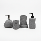 Aksesore Tualeti / Set 4 cope / Gri Efekt Marble me Kok te Zeze