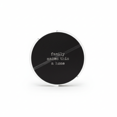 Coaster set / 10cm / Rreth / Porcelan / Fushe e zeze + Tekst i bardhe