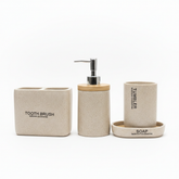 Aksesore Tualeti / Set 4 cope / Bezhe/ Material Guri me dru