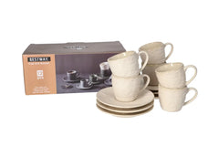 Filxhan Kafeje me Pjate / Set 6 cope / 100ml / Gri / Qeramike