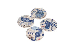 Coaster set / 10cm / Rreth / Porcelan / Ilustrime peshq blu