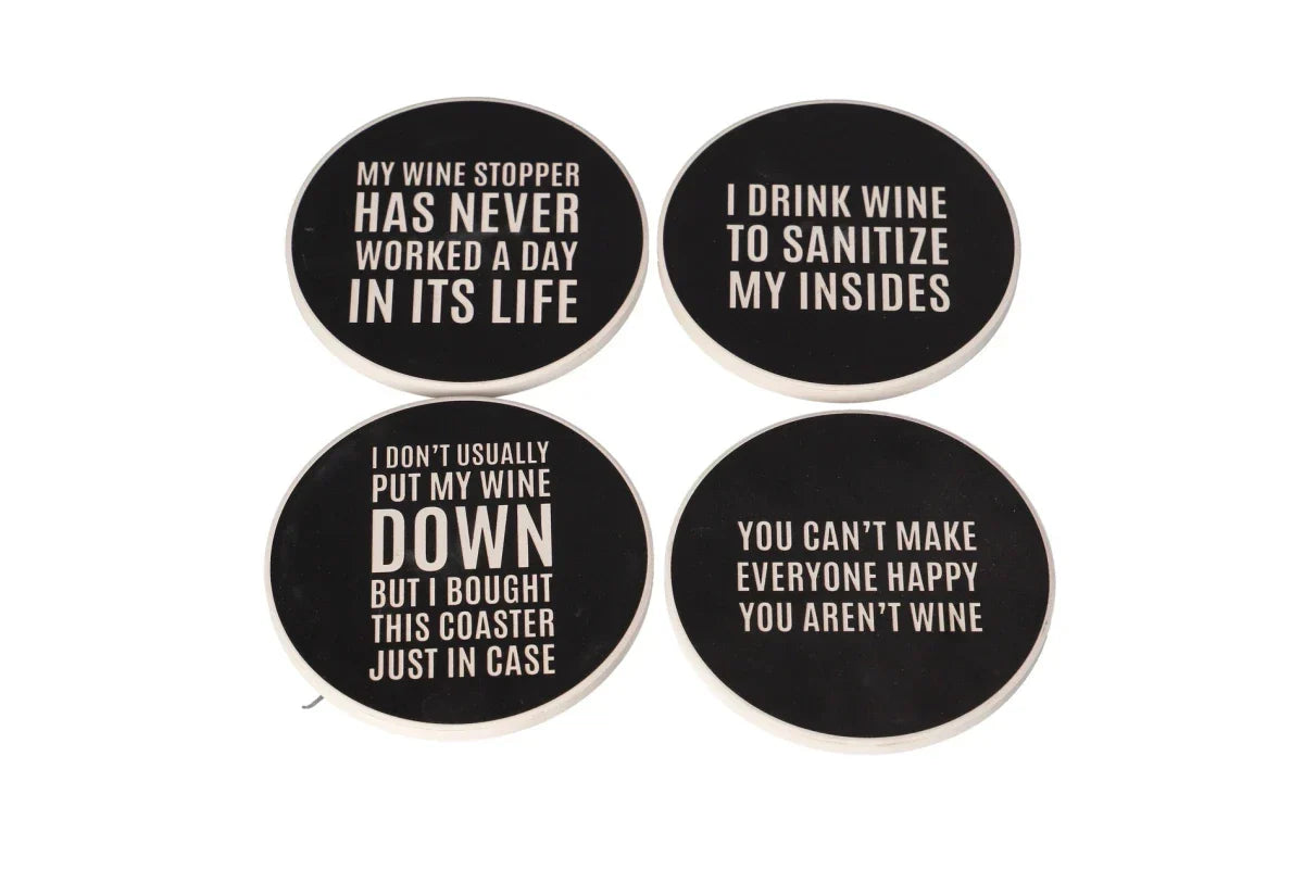 Coaster set / 10cm / Rreth / Porcelan / Diameter I Bardhe me Fushe te Zez + tekst