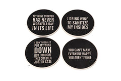 Coaster set / 10cm / Rreth / Porcelan / Diameter I Bardhe me Fushe te Zez + tekst