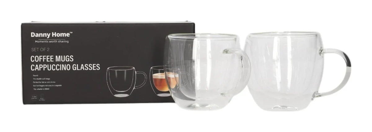 Filxhan kafeje dopio qelq dhe dorezë / 2 cope / 200ml / 8.5cm