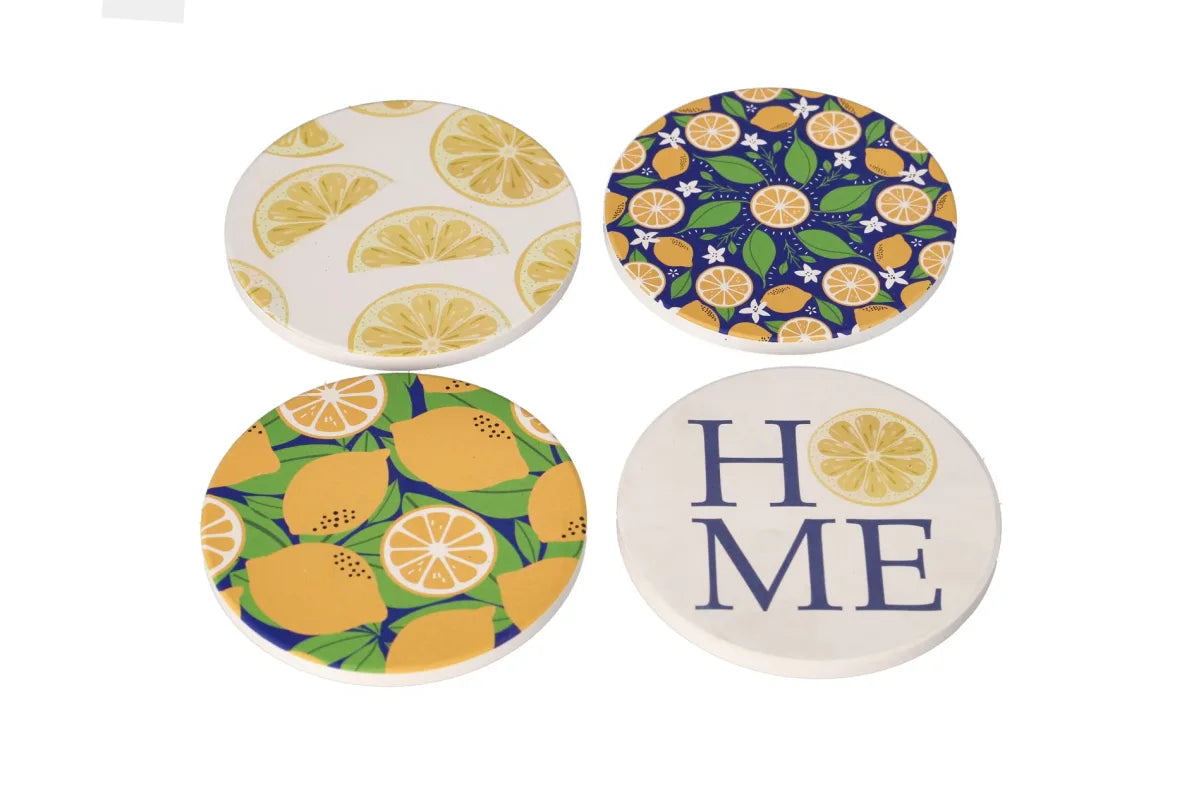 Coaster set / 10cm / Katror/ Porcelan / Verdhe HOME