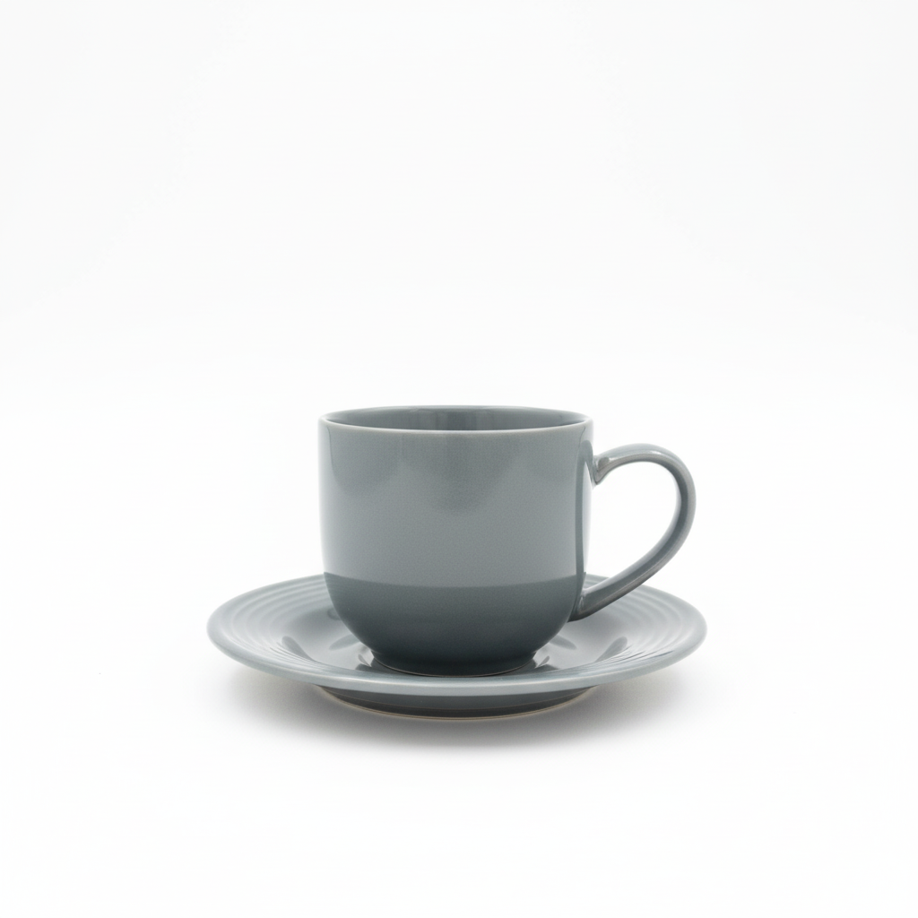Filxhan Kafeje me Pjate / Set 6 cope / 100ml / Gri / Qeramike