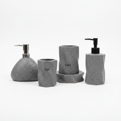 Aksesore Tualeti / Set 4 cope / Gri Efekt Marble me Kok te Zeze