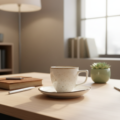 Filxhan Caji / 1 cope / 200ml / Porcelani / Bardhe - Gold
