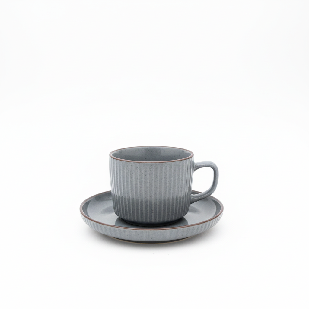 Filxhan Kafeje me Pjate / Set 6 cope / 100ml / Gri / Qeramike