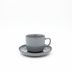 Filxhan Kafeje me Pjate / Set 6 cope / 100ml / Gri / Qeramike