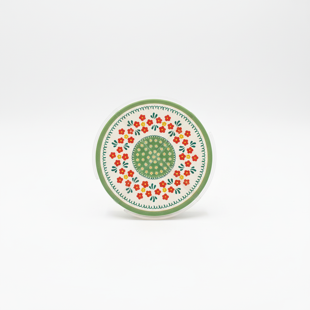 Coaster set / 10cm / Rreth / Porcelan / Reth me pika me ngjyra