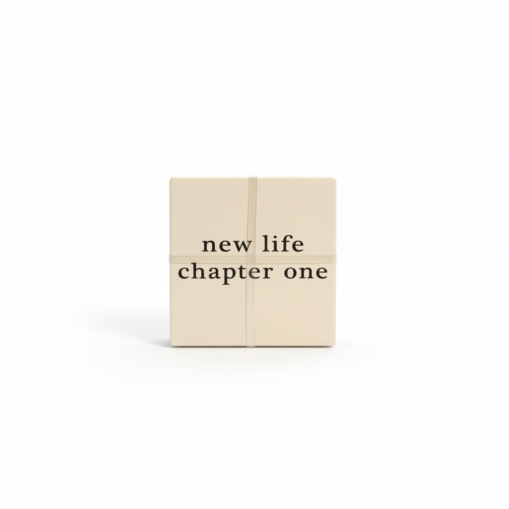 Coaster set / 10cm / Katror / Porcelan / Bardh me tekst