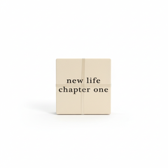 Coaster set / 10cm / Katror / Porcelan / Bardh me tekst