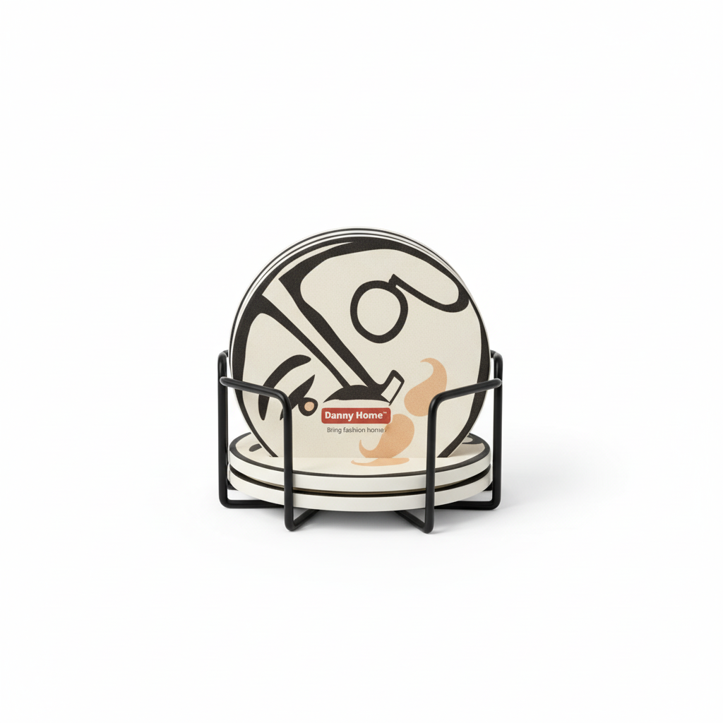 Coaster set / 10cm / Rreth / Porcelan / Fytyre Abstrakte