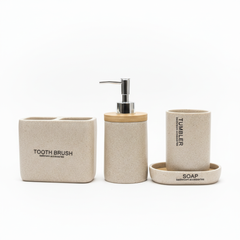 Aksesore Tualeti / Set 4 cope / Bezhe/ Material Guri me dru