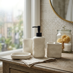 Aksesore Tualeti / Set 4 cope / Gri Efekt Guri me Kok te Zeze