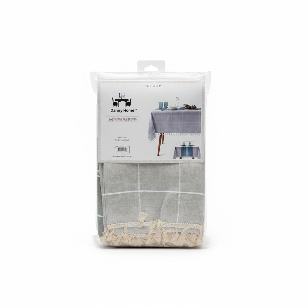 Danny Home Mbulesë Tryeze Easy-Care 140x220 cm me Frryngji për 6–8 Persona