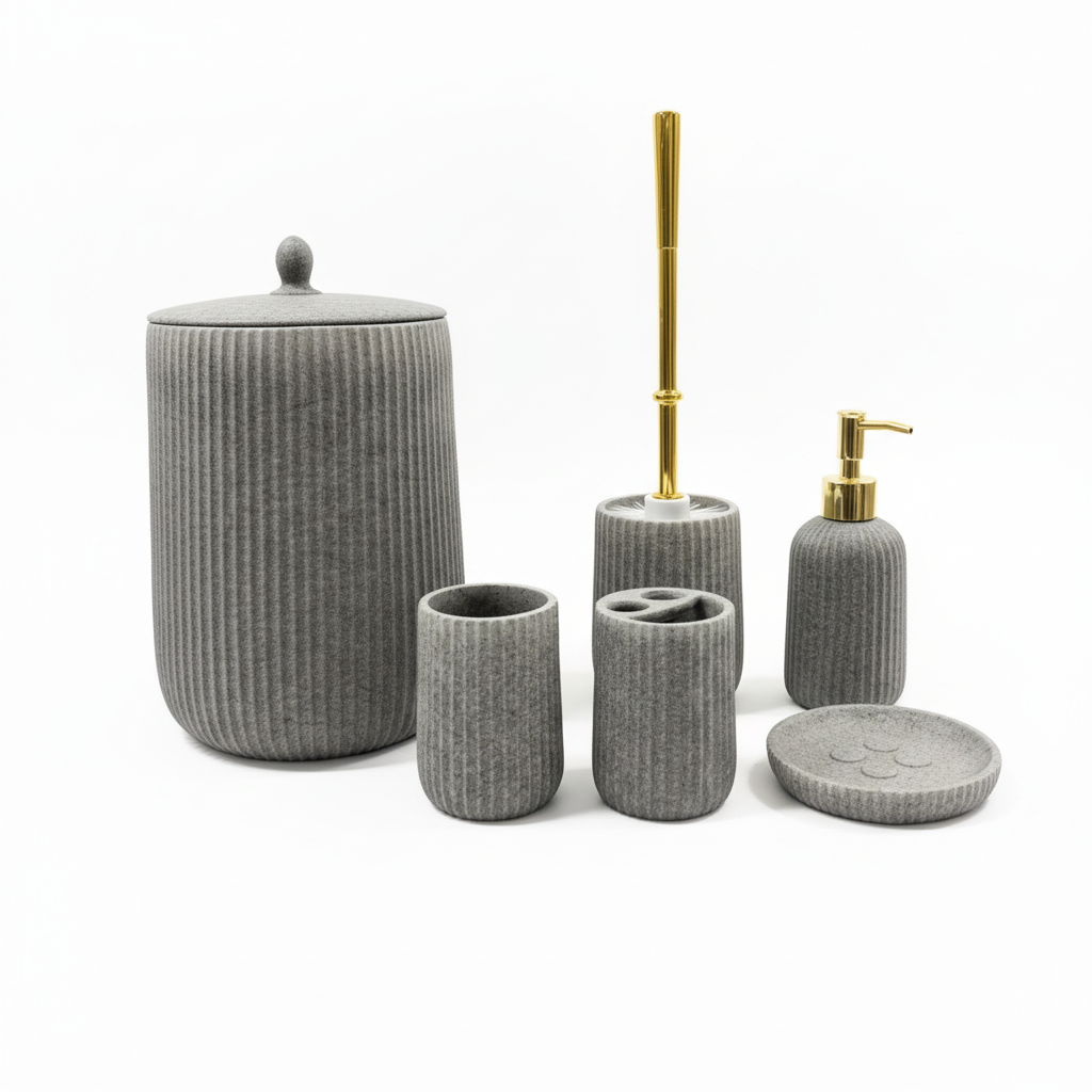 Aksesore Tualeti / Set 6 cope / Gri / Material Guri